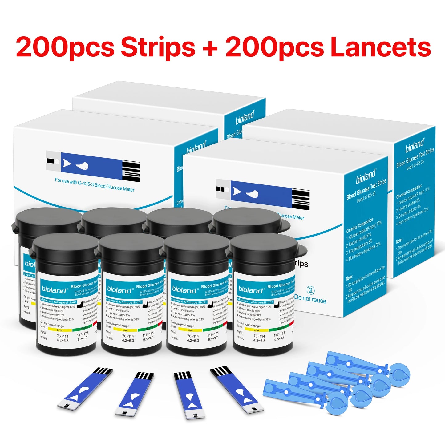 Glocose meter with strips and lancets