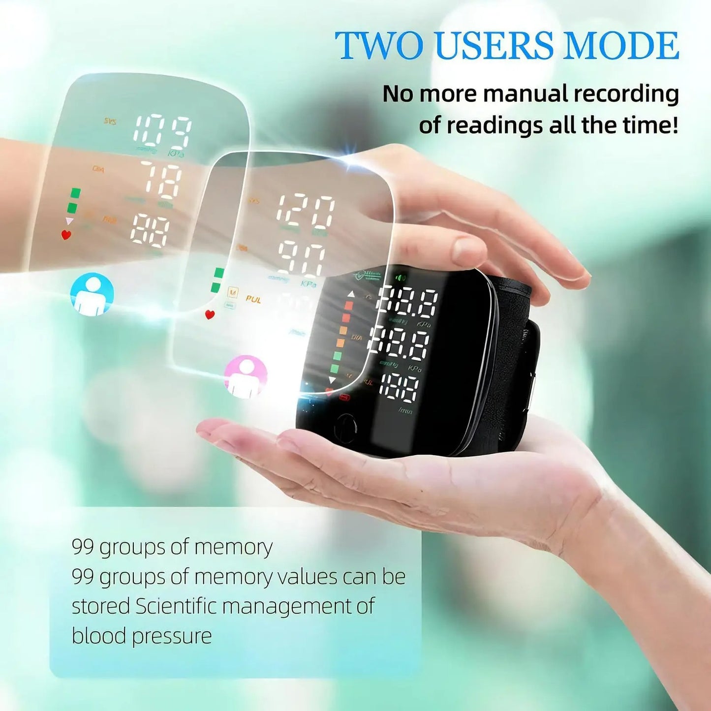 LED Rechargeable Wrist Blood Pressure Monitor