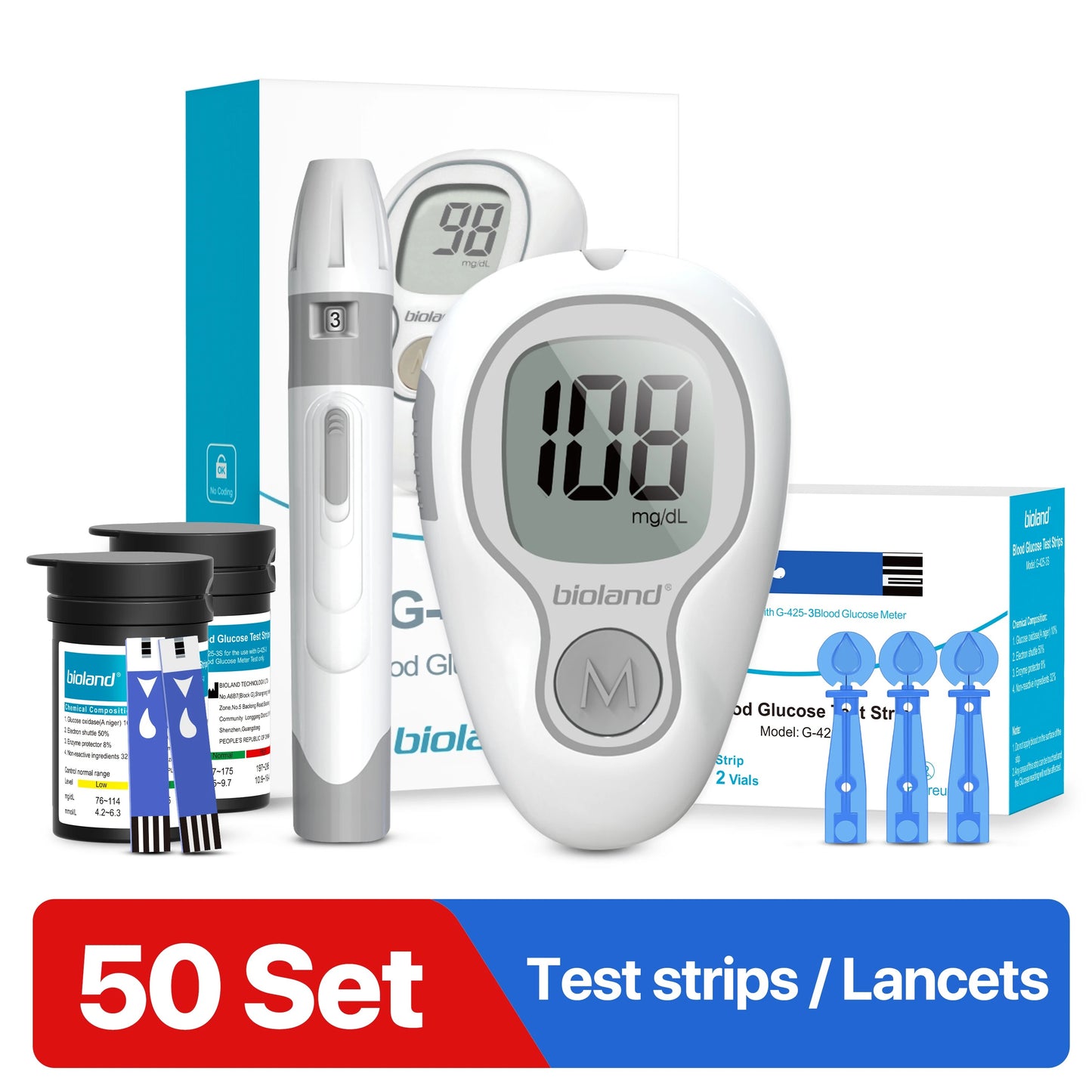 Glucometer with strips and lancets